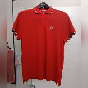 Moncler Red Mens Polo Shirt